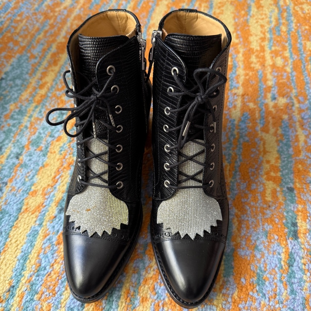 The Office of Angela Scott Miss Taylor Black Metallic Boots - Size EU 39, US 9